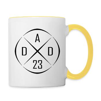 Dad 23 Kreis Kreuz Design - Tasse zweifarbig - Weiß/Gelb - Rechts