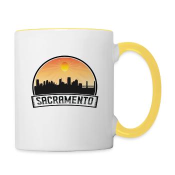 Sacramento Californie États-Unis Skyline Vintage Sunset T - Mug contrasté - blanc/jaune - Droite