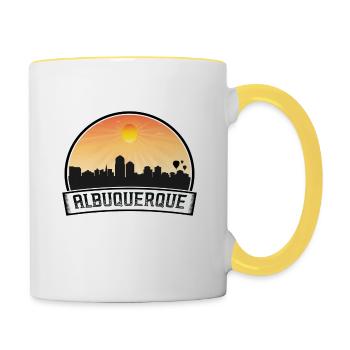Albuquerque New Mexico USA Skyline Vintage Sonnenuntergang - Tasse zweifarbig - Weiß/Gelb - Rechts