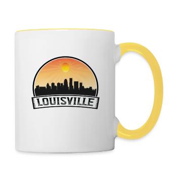 Louisville Kentucky Usa Skyline Vintage Sunset Tra - Contrasting Mug - white/yellow - Right
