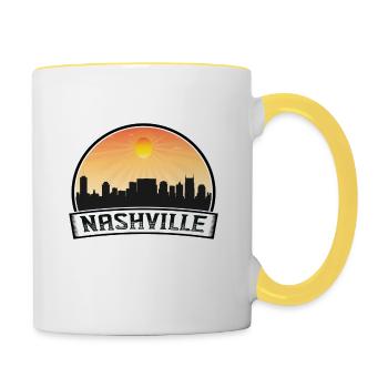 Nashville Tennessee Usa Skyline Vintage Sunset Tra - Tasse zweifarbig - Weiß/Gelb - Rechts