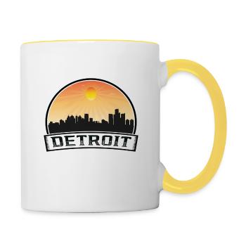Detroit Michigan États-Unis Skyline Vintage Sunset Travel - Mug contrasté - blanc/jaune - Droite