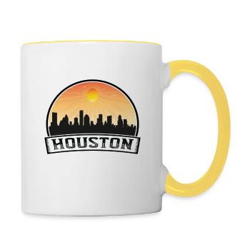 Houston Texas États-Unis Skyline Vintage Sunset Travel So - Mug contrasté - blanc/jaune - Droite