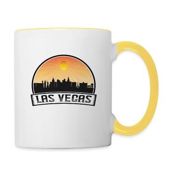 Las Vegas Nevada Usa Skyline Vintage Sunset Travel - Tasse zweifarbig - Weiß/Gelb - Rechts