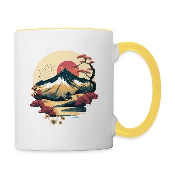 Mountain in Japan - Contrasting Mug - white/yellow - Right