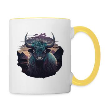 Tibet Yak - Mug contrasté - blanc/jaune - Droite