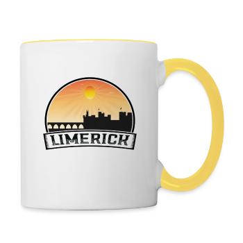Limerick Irlande Skyline Vintage Sunset Travel Sou - Mug contrasté - blanc/jaune - Droite