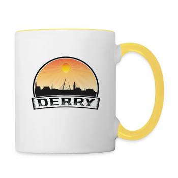 Derry Nordirland Skyline Vintage Sonnenuntergang Trav - Tasse zweifarbig - Weiß/Gelb - Rechts