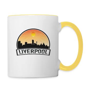 Liverpool Angleterre Skyline Vintage Sunset Travel So - Mug contrasté - blanc/jaune - Droite