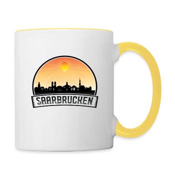 Sarrebruck Allemagne Skyline Vintage Sunset Travel - Mug contrasté - blanc/jaune - Droite