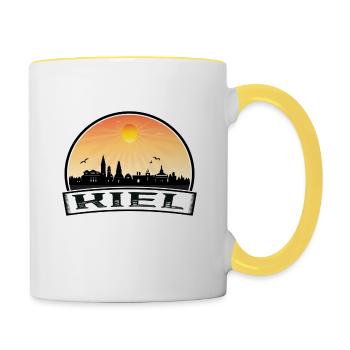 Kiel Germany Skyline Vintage Sunset Travel Souveni - Contrasting Mug - white/yellow - Right