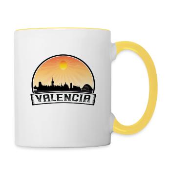 Valencia Spain Skyline Vintage Sunset Travel Souve - Contrasting Mug - white/yellow - Right