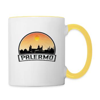Palermo Italy Skyline Vintage Sunset Travel Souven - Contrasting Mug - white/yellow - Right