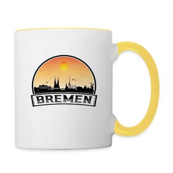 Brême Allemagne Skyline Vintage Sunset Travel Souve - Mug contrasté - blanc/jaune - Droite