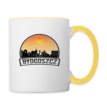Bydgoszcz Pologne Skyline Vintage Sunset Travel Sou - Mug contrasté - blanc/jaune - Droite