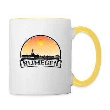 Nimègue Pays-Bas Skyline Vintage Sunset Voyage - Mug contrasté - blanc/jaune - Droite