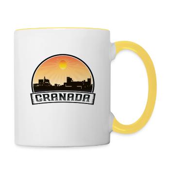 Granada Spain Skyline Vintage Sunset Travel Souven - Contrasting Mug - white/yellow - Right