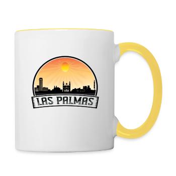 Las Palmas Spain Skyline Vintage Sunset Travel Sou - Contrasting Mug - white/yellow - Right