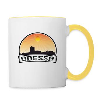 Odessa Ukraine Skyline Vintage Sunset Travel Souve - Mug contrasté - blanc/jaune - Droite