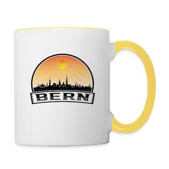 Bern Schweiz Skyline Vintage Sunset Travel Sou - Tasse zweifarbig - Weiß/Gelb - Rechts
