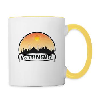 Istanbul Türkei Skyline Vintage Sunset Travel Souv - Tasse zweifarbig - Weiß/Gelb - Rechts