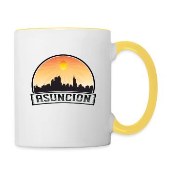 Asuncion Paraguay Skyline Vintage Sunset Travel So - Mug contrasté - blanc/jaune - Droite