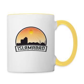 Islamabad Pakistan Skyline Vintage Sunset Travel S - Contrasting Mug - white/yellow - Right