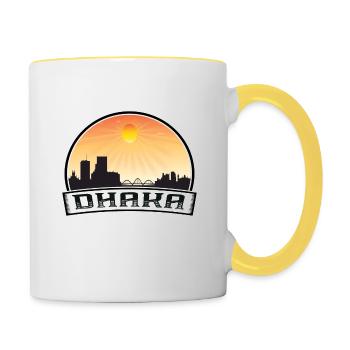 Dhaka Bangladesh Skyline Vintage Sunset Travel Sou - Contrasting Mug - white/yellow - Right