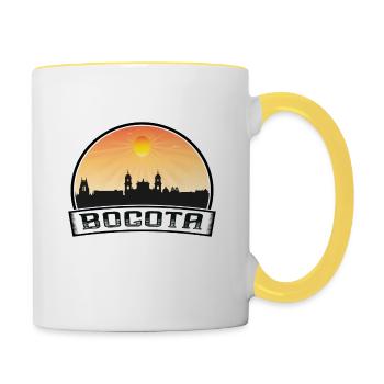 Bogota Colombia Skyline Vintage Sunset Travel Souv - Contrasting Mug - white/yellow - Right