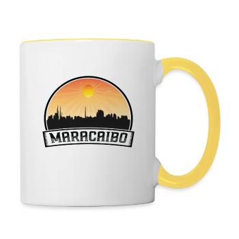 Maracaibo Venezuela Skyline Vintage Sunset Travel - Contrasting Mug - white/yellow - Right