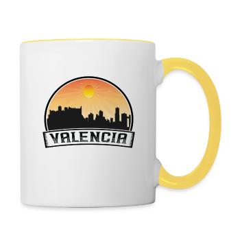 Valencia Venezuela Skyline Vintage Sunset Travel S - Mug contrasté - blanc/jaune - Droite