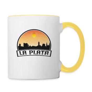 La Plata Argentinien Skyline Vintage Sunset Travel S - Tasse zweifarbig - Weiß/Gelb - Rechts