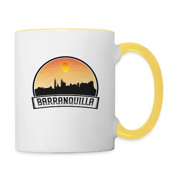 Barranquilla Colombie Skyline Vintage Sunset Trave - Mug contrasté - blanc/jaune - Droite
