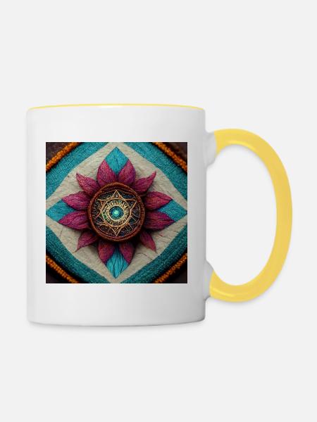 Boho Mandala Abstract - Tasse zweifarbig - Weiß/Gelb