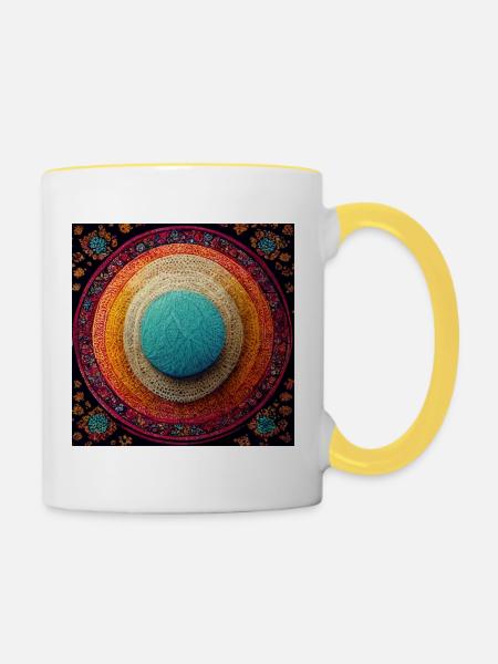 Boho Mandala Abstract - Tasse zweifarbig - Weiß/Gelb