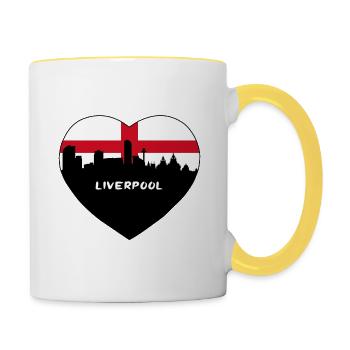 Liverpool England Flag Skyline Travel Souvenir - Contrasting Mug - white/yellow - Right