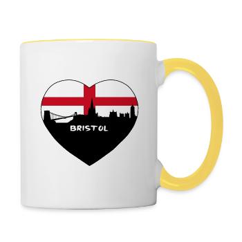 Bristol England Flag Skyline Travel Souvenir - Contrasting Mug - white/yellow - Right