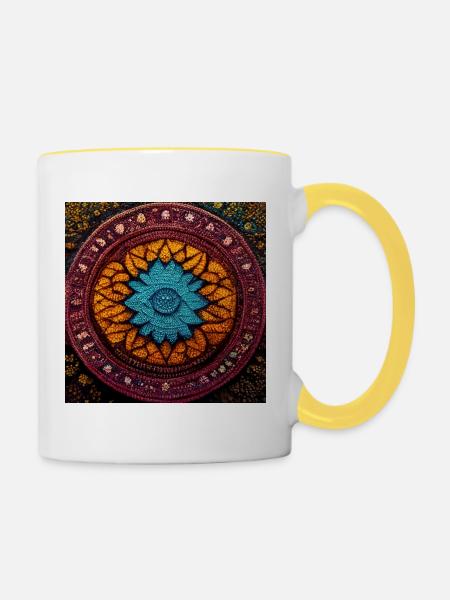 Boho Mandala Abstract - Tasse zweifarbig - Weiß/Gelb