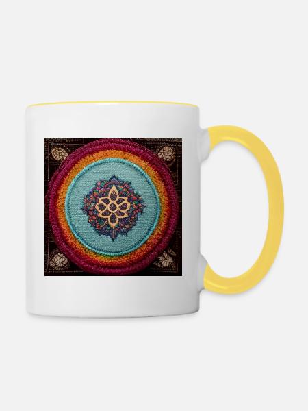 Boho Mandala Abstract - Tasse zweifarbig - Weiß/Gelb