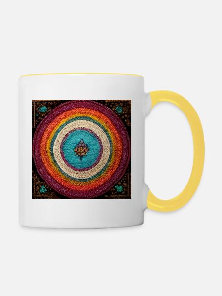 Boho Mandala Abstract - Tasse zweifarbig - Weiß/Gelb
