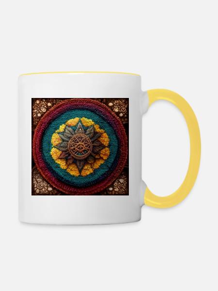 Boho Mandala Abstract - Tasse zweifarbig - Weiß/Gelb
