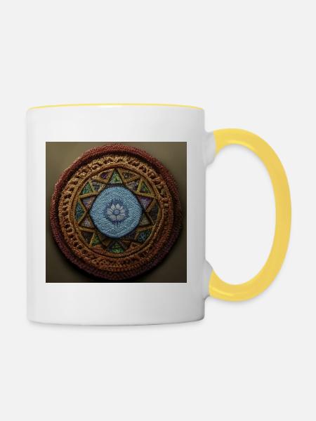 Boho Mandala Abstract - Tasse zweifarbig - Weiß/Gelb