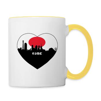 Kobe Japan Flagge Skyline Reise Souvenir - Tasse zweifarbig - Weiß/Gelb - Rechts