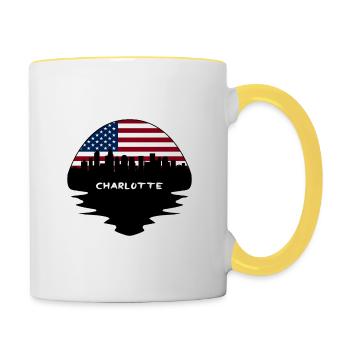 Charlotte Caroline du Nord États-Unis Flag Skyline Silhouet - Mug contrasté - blanc/jaune - Droite