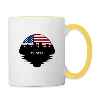 El Paso Texas Usa Flag Skyline Silhouette Travel - Contrasting Mug - white/yellow - Right