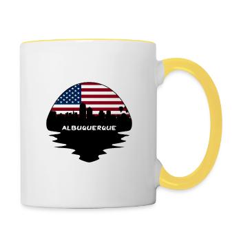 Albuquerque Nouveau-Mexique États-Unis Flag Skyline Silhouette - Mug contrasté - blanc/jaune - Droite