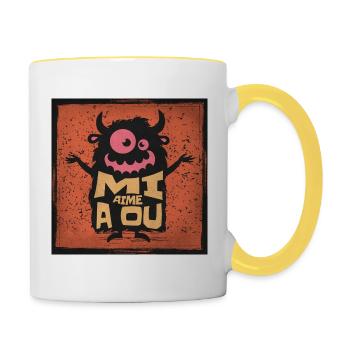 MI AIME A OU - Mug contrasté - blanc/jaune - Droite