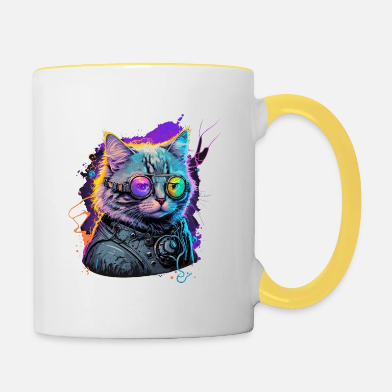 Cyber Chat - Mug contrasté - blanc/jaune