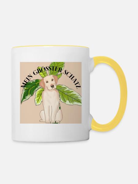 Hunde Design - Tasse zweifarbig - Weiß/Gelb