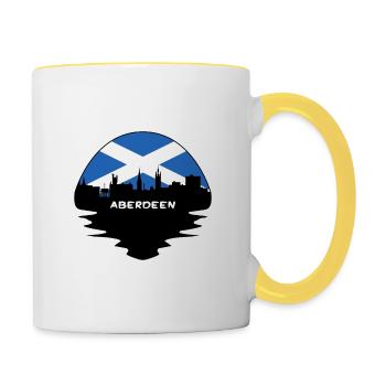 Aberdeen Schottland Flagge Skyline Silhouette Reisen - Tasse zweifarbig - Weiß/Gelb - Rechts